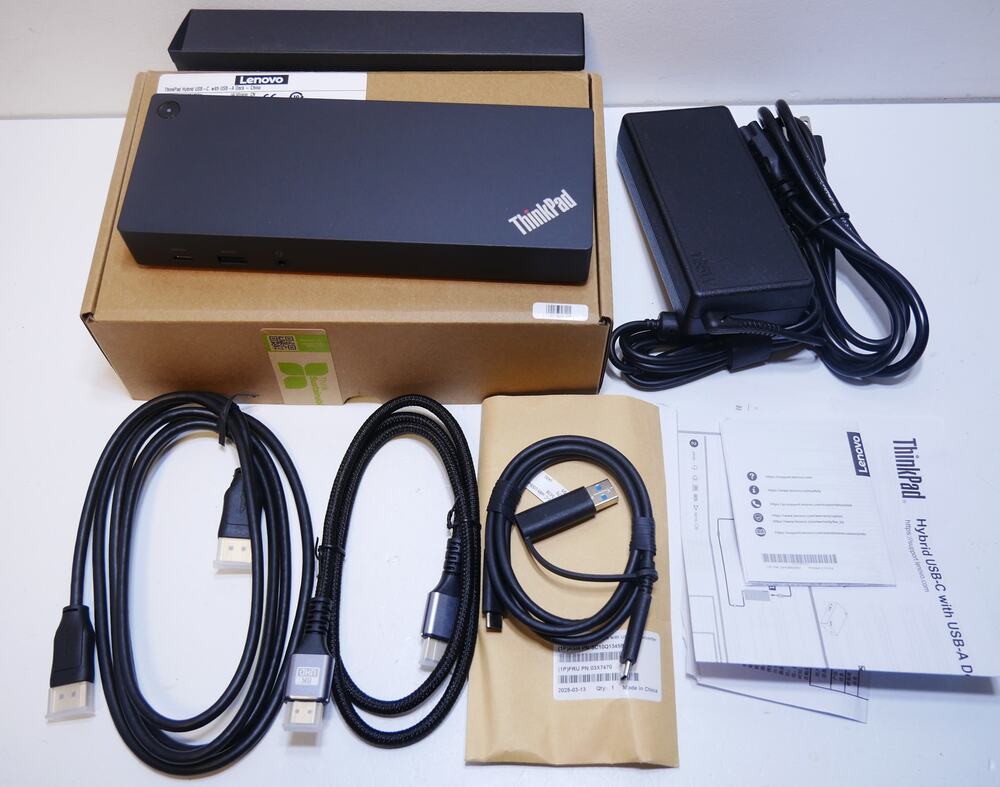 New Lenovo ThinkPad Hybrid USB-C USB-A Dock 40AF0135US Dual 4K + 135W Adapter
